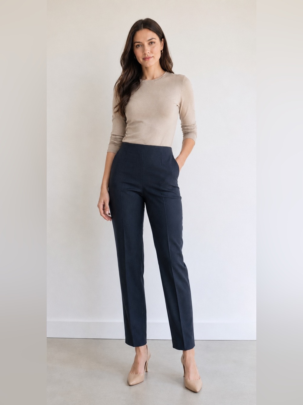 Caroll Paris Wool Blend Trousers Gray Side Zip Size 38